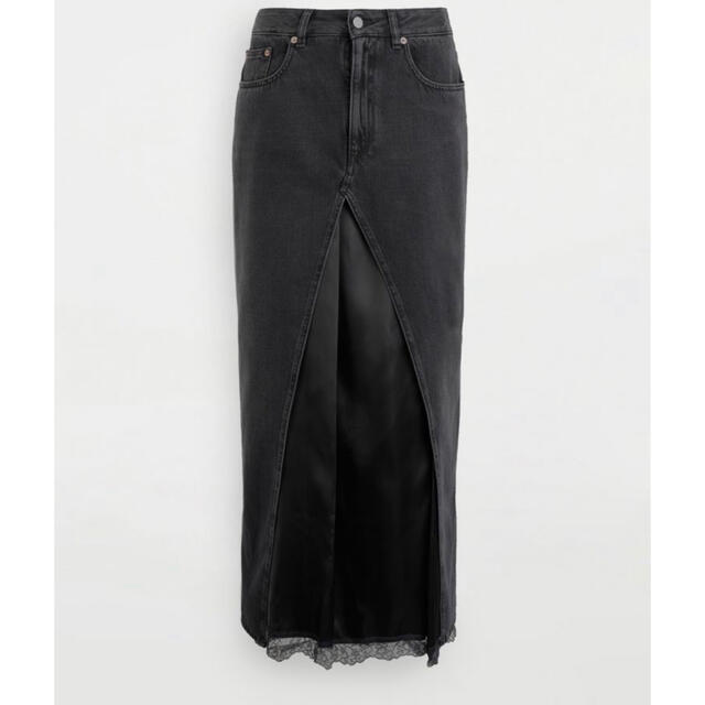 MM6 Maison Margiela◇レース×デニム ロングスカート 36 黒 MM6 Maison Margiela◇レース×デニム ロングスカート 36 黒