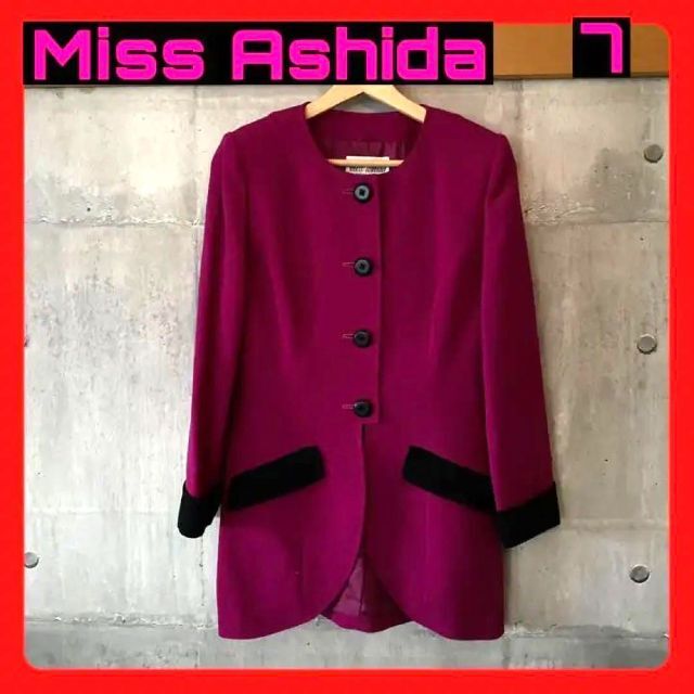 ◇miss Ashida ノーカラーロングジャケット ピンク 7号 - ノーカラー