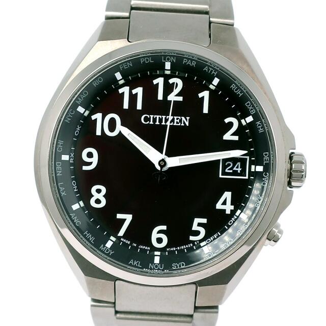 【CITIZEN】シチズン アテッサ 電波時計 H149-S118921 CB1120-50F チタン エコドライブ ユニセックス 黒文字盤 腕時計