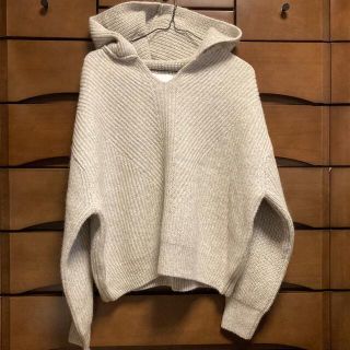 ユナイテッドアローズグリーンレーベルリラクシング(UNITED ARROWS green label relaxing)のウール、アルパカ🦙　フーデットセーター　グレー(ニット/セーター)