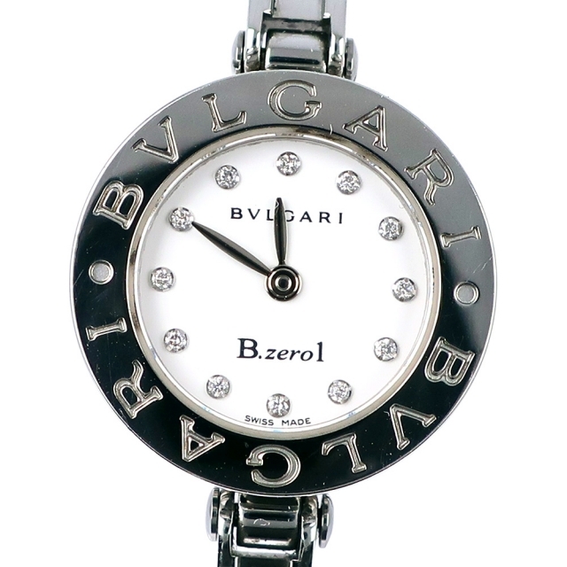 ☆美品★保証書付き【BVLGARI】ブルガリ B-zero1 BZ22S 12Pダイヤ Sサイズ クォーツ レディース【ev20】