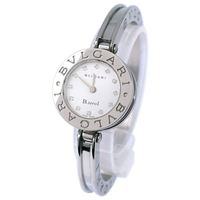 【BVLGARI】ブルガリ Bzero1 ビーゼロワン 12Pダイヤ BZ22S ステンレススチール クオーツ レディース 白文字盤 腕時計