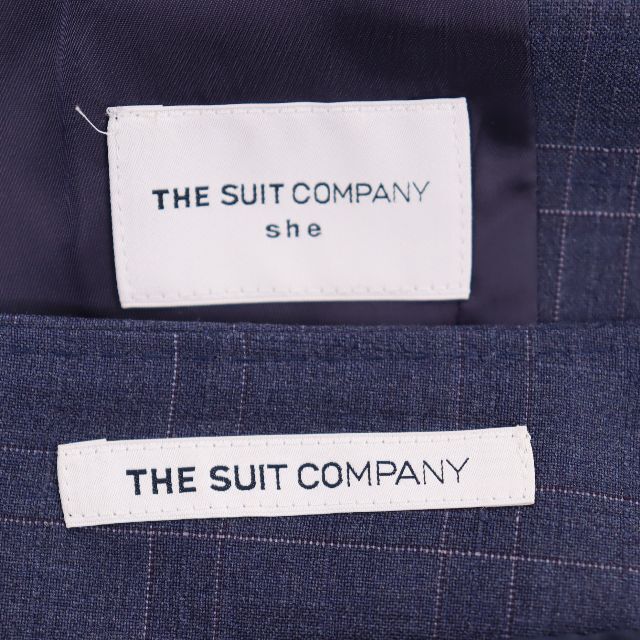 THE SUIT COMPANY(スーツカンパニー)のスーツカンパニー　ウール100%　スカートスーツ　薄紺（ピンクチェック）USED レディースのフォーマル/ドレス(スーツ)の商品写真