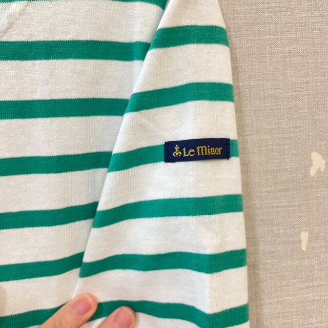 Le Minor(ルミノア)のLe minor BACK Vボーダーカットソー グリーン レディースのトップス(カットソー(長袖/七分))の商品写真