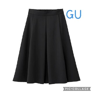 ジーユー(GU)のGU ジーユー 黒(ブラック)スカート(ひざ丈スカート)