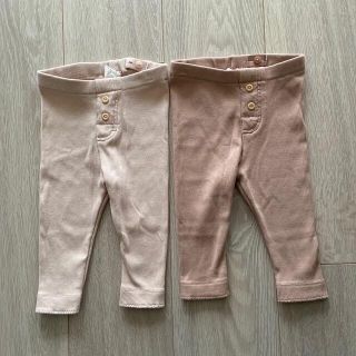 エイチアンドエム(H&M)のH&M オーガニックコットン リブレギンスパンツ くすみピンク4-6m(パンツ)