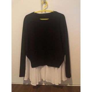 ザラ(ZARA)の【最終SALE10/31まで】長袖カットソー　ブラック(カットソー(長袖/七分))