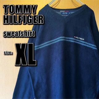 トミーヒルフィガー(TOMMY HILFIGER)の【TOMMY HILFIGER】スウェット　スウェード生地　XL ブラック(スウェット)