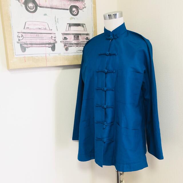 古着屋購入　ヴィンテージ　vintage チャイナシャツ　チャイナブラウス レディースのトップス(シャツ/ブラウス(長袖/七分))の商品写真