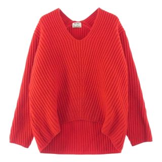 アクネストゥディオズ(Acne Studios)のACNE STUDIOS アクネストゥディオズ ニット Vネック ウール リブ ニット セーター レッド系 XS【中古】(ニット/セーター)