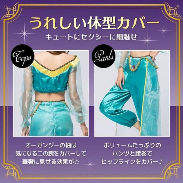 《新品》Lサイズ アラジン ジャスミン コスプレ ハロウィン 3点セット エンタメ/ホビーのコスプレ(衣装一式)の商品写真