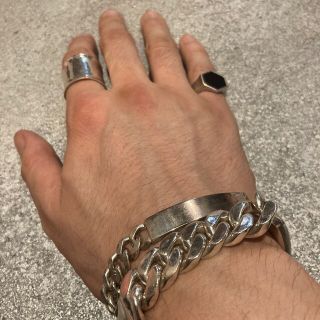 VINTAGE ヴィンテージ シルバー925 IDプレートチェーンブレスレットの