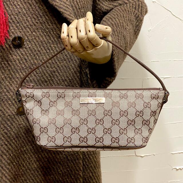 未使用・超美品 GUCCI ハンドバッグ GGキャンバス×レザー ブラウン系