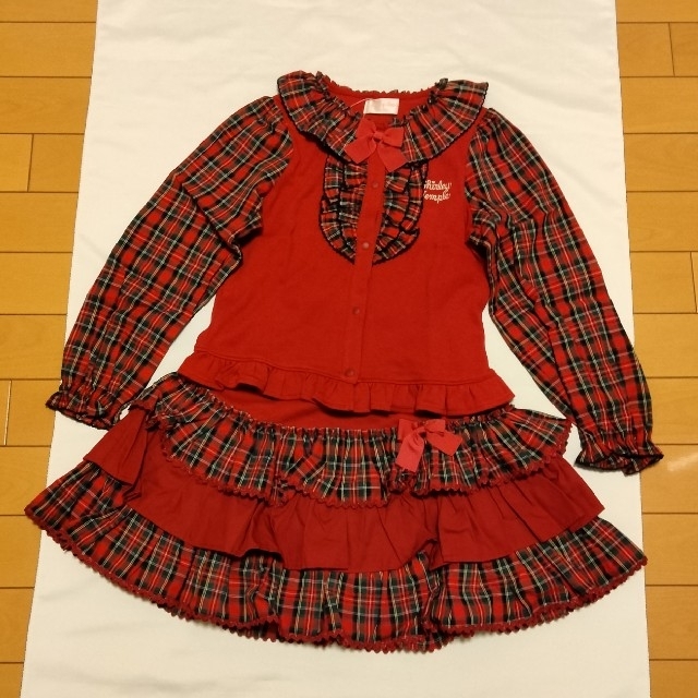 新品シャーリーテンプル　ベーカリーエプロン　Ｍ赤アカキッズ服女の子用(90cm~)