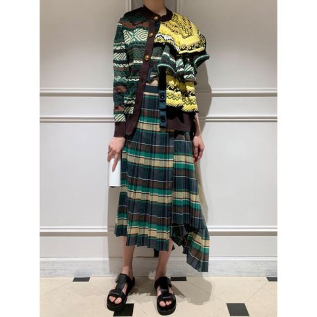 sacai(サカイ)の入手困難★sacaiサカイ☆コレクションラインチェックアシンメトリスカート レディースのスカート(ロングスカート)の商品写真