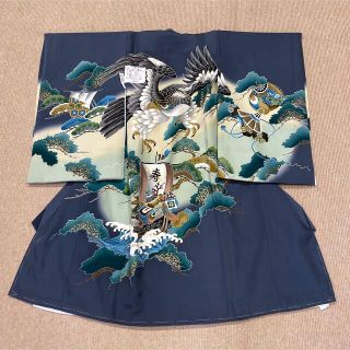 新品 高級 正絹 熨斗目 お宮参り お宮詣着 刺繍 金箔 男児 掛け着 産着(お宮参り用品)