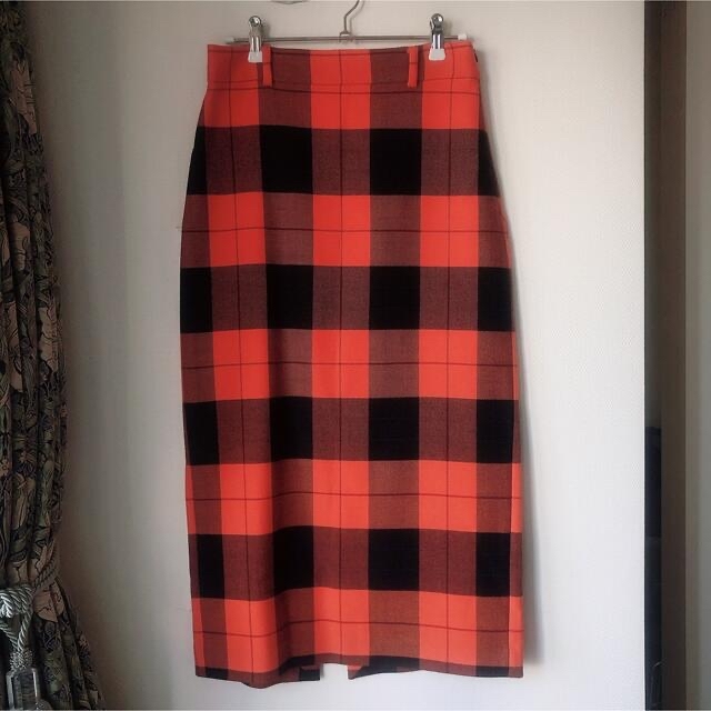 ZARA(ザラ)のzara ザラ　orange plaid skirt スカート レディースのスカート(ひざ丈スカート)の商品写真