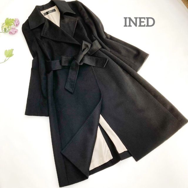 激安直販店 美品♡イネド*カシミヤ100% ロングコート リボンベルト