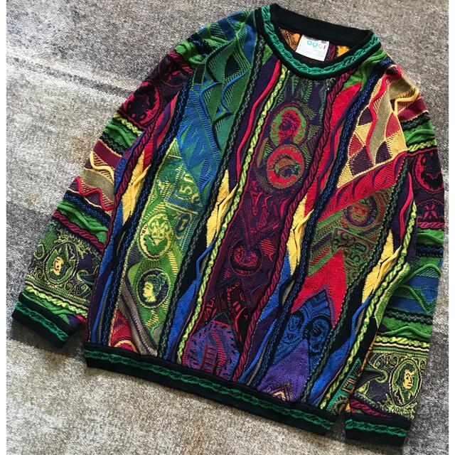 圧巻のカラー配色 芸術 花柄 COOGI クージー コットン ニット セーター