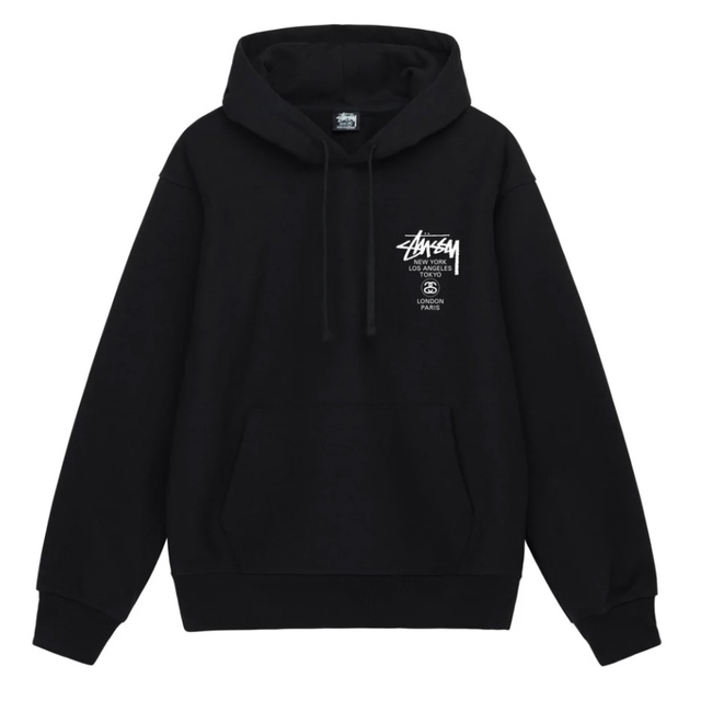 タグ付き 新品 未使用 stussy ワールドツアー パーカー ブラック L