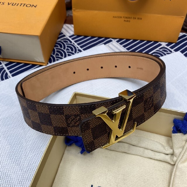 極美品!ルイヴィトン ベルト ダミエ ゴールド monteavilafoundation.org