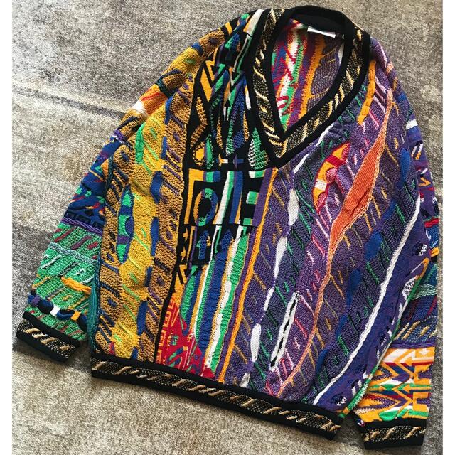 圧巻のハートマーク 芸術 90's COOGI コットン ニット セーター L 【お