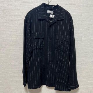 ジーアールエヌ(grn)のgrn☆RAYON MIX LOOSE SHIRT ストライプシャツ/ブラック(シャツ)