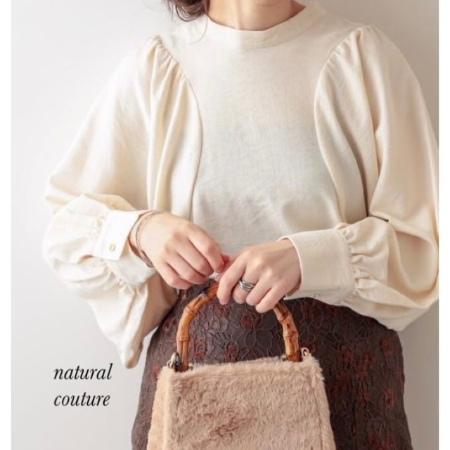 natural couture(ナチュラルクチュール)の新品訳あり natural couture スタンドカラー袖コンシャスブラウス レディースのトップス(カットソー(長袖/七分))の商品写真