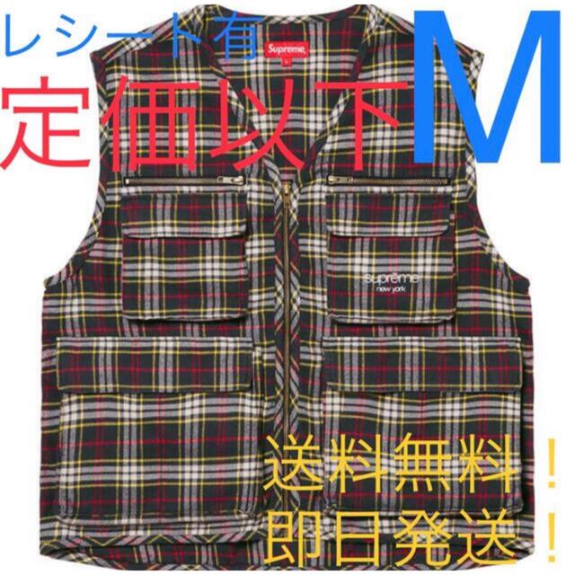 supreme Tartan Flannel Cargo Vest 黒 M