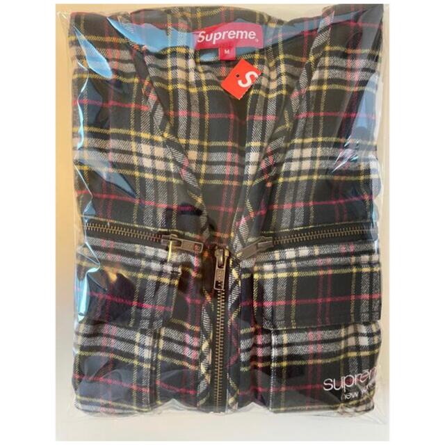 supreme Tartan Flannel Cargo Vest 黒 M