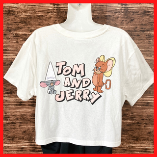 トムとジェリー TOM&JERRY Tシャツ Lサイス ホワイト バックプリント(Tシャツ(半袖/袖なし))