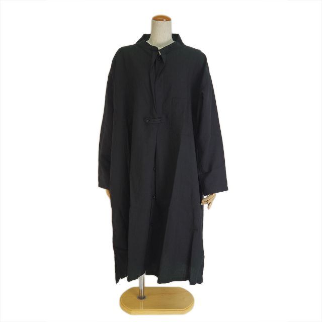 【未使用品】ワイズ Y's リネン フロントタック シャツ ドレス ブラック S