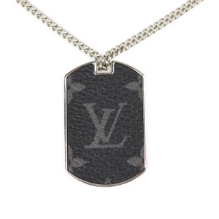 ルイヴィトン(LOUIS VUITTON)のLOUIS VUITTON ルイ ヴィトン  コリエ プラーク ネックレス M63640 モノグラムエクリプス メタル  ブラック グレー シルバー  ペンダント プレート ビトン 【本物保証】(ネックレス)