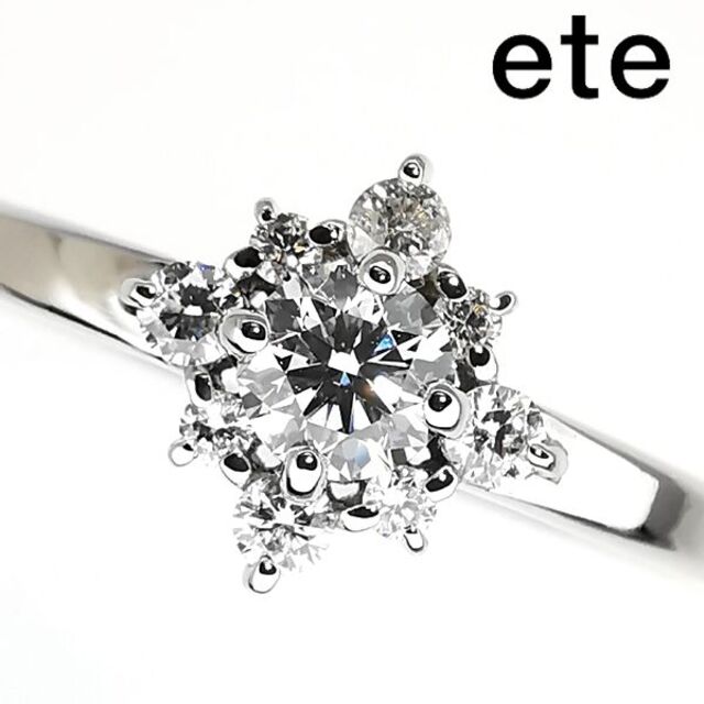 エテ ete Pt ダイヤモンド リング 0.104ct 0.07ct