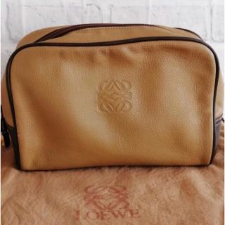 ロエベ(LOEWE)のLOEWEクラッチバッグ/セカンドバッグ　ロゴ　キャメル/ダークブラウン(セカンドバッグ/クラッチバッグ)