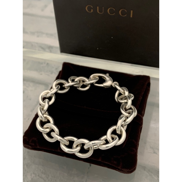 超美品 オールドグッチ GUCCI ヘビー リンクチェーン ブレスレット-