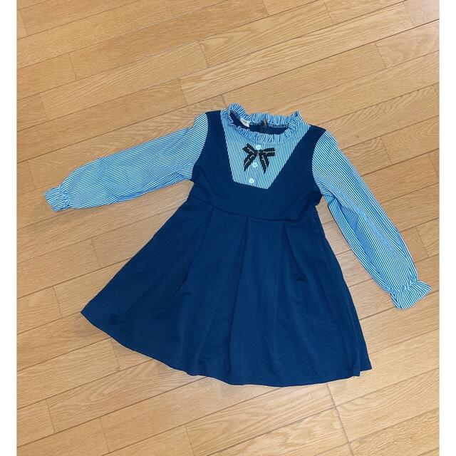 ♡キャンディ様専用♡ 紺×ストライプのワンピース　130cm キッズ/ベビー/マタニティのキッズ服女の子用(90cm~)(ワンピース)の商品写真