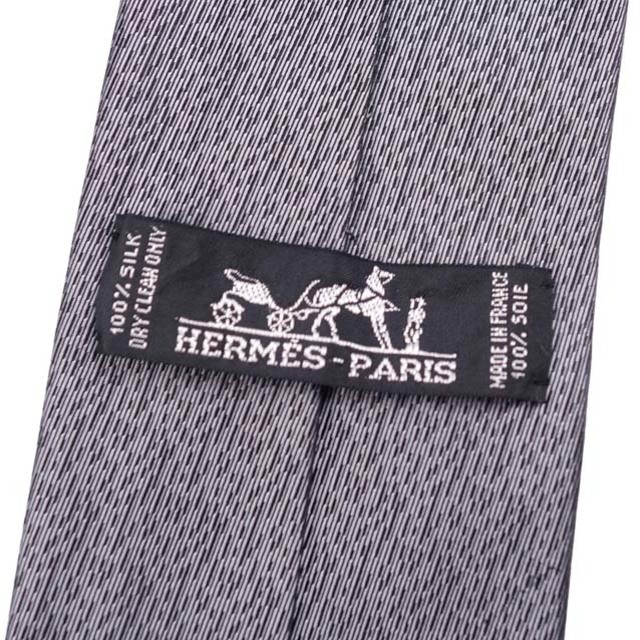 エルメス ネクタイ シルク100％ 刺繍 馬 ホース メンズ フランス製 グレー