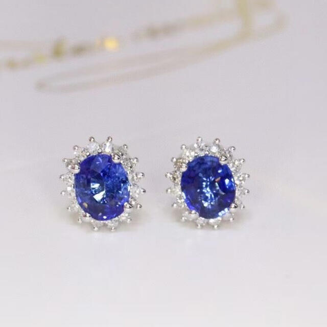 公式 コーンフラワー 天然 ブルーサファイア f k18 ピアス1.03ct