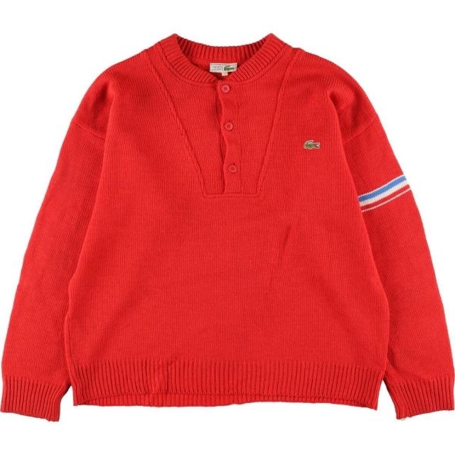 70年代 ラコステ LACOSTE CHEMISE フレンチラコステ ヘンリーネック ウール×アクリルニットセーター フランス製 5 メンズXL ヴィンテージ /eaa288687