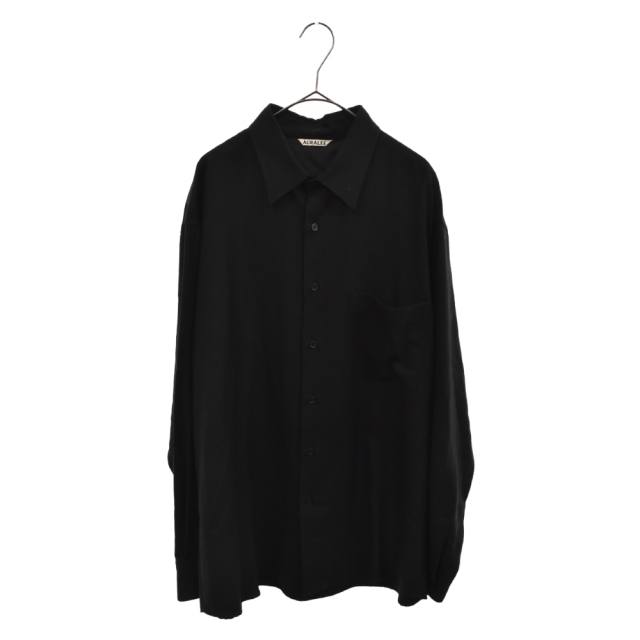 AURALEE オーラリー 20AW SUPER LIGHT WOOL SHIRTS スーパー ライト ウール 長袖シャツ カラーシャツ ブラック A20AS01OS