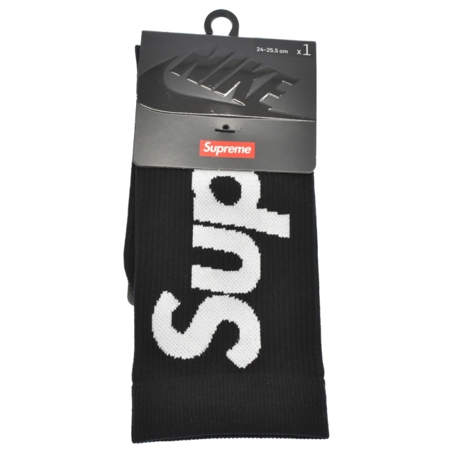 SUPREME シュプリーム 21SS Nike Crew Socks ナイキロゴ クルー ソックス 靴下 ブラック 24cm-25.5cm CU9069-010