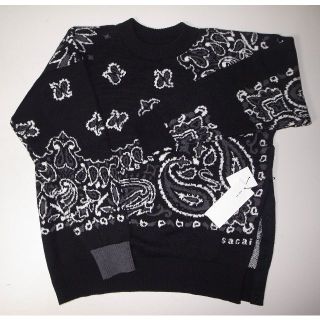 サカイ(sacai)のsacai bandana knit バンダナ ペイズリー ニット ブラック 2(ニット/セーター)