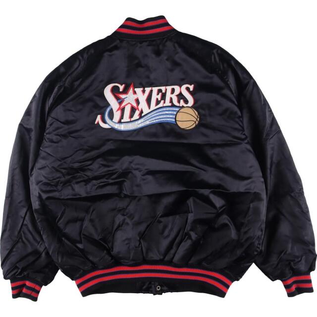 NIKE - 古着 ナイキ NIKE NBA PHILADELPHIA 76ERS フィラデルフィア 愛用 NBA フィデルフィア セブンティシクサーズ 革ジャンパー レザージャケット