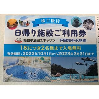 最新　藤田観光の株主優待 日帰り施設ご利用券 1枚(遊園地/テーマパーク)