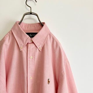 ラルフローレン(Ralph Lauren)の90s古着　ラルフローレン　オックスフォードＢＤシャツ　Ｌ以上　ワンポイント(シャツ)