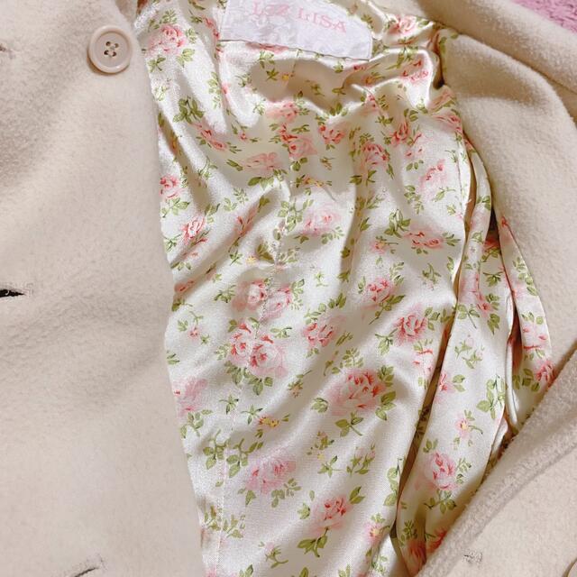 LIZ LISA(リズリサ)のリズリサ ❤️ 切り替えコート 裏地花柄 レース リボン ベージュ レディースのジャケット/アウター(その他)の商品写真