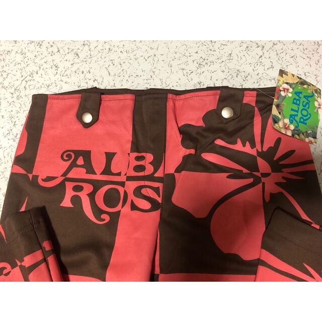 マリナボーダー アルバローザ ALBA ROSA 升目パンツ 茶色×濃ピンク