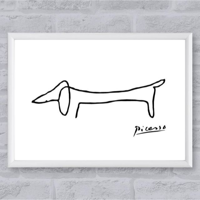 262 アートポスター A4フレーム付 パブロ・ピカソ 犬の絵 サイズ可変 ハンドメイドのインテリア/家具(アート/写真)の商品写真