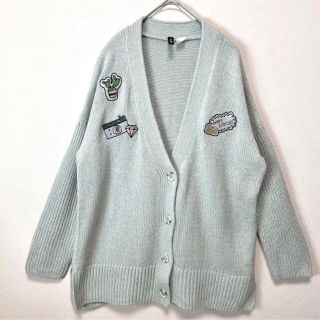 エイチアンドエム(H&M)のDivided H&M ロングカーディガン　ワッペン　ゆったりオーバーサイズ(カーディガン)